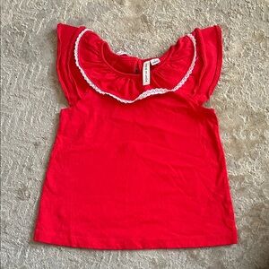Janie and Jack Red Ruffle Trim Tee